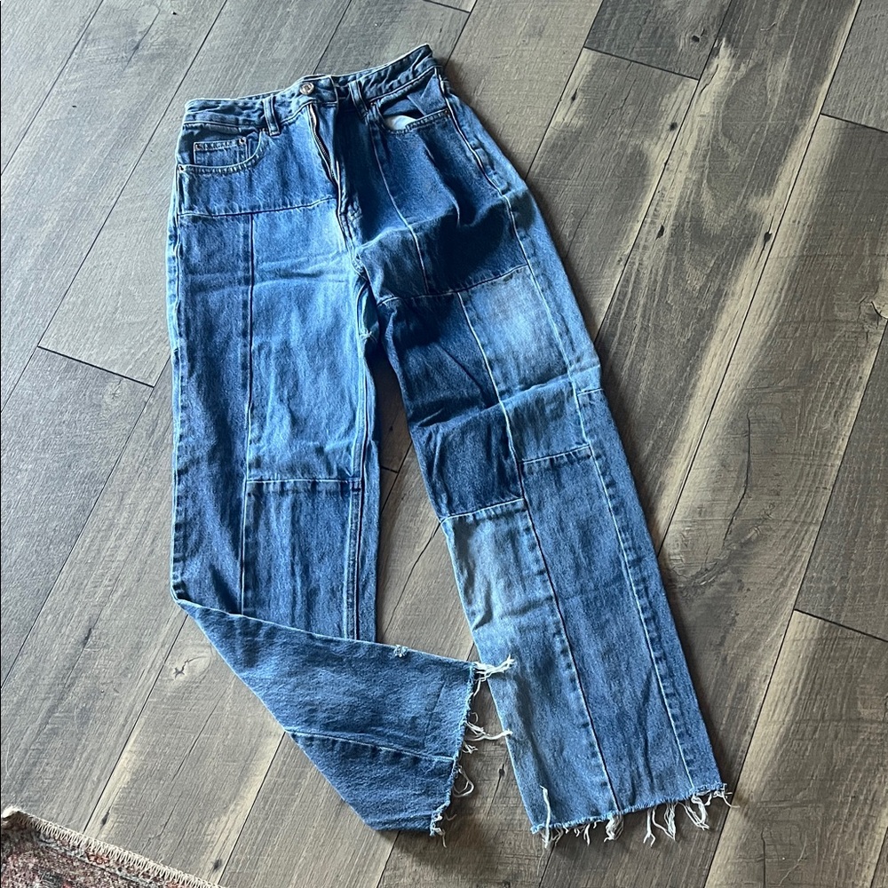 PacSun Blue Boyfriend Jeans with Frayed Hem
